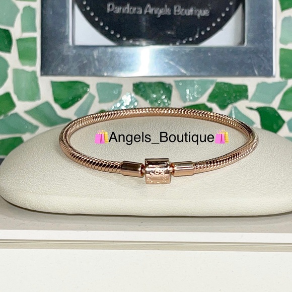 New Pandora Rose Moments Barrel Clasp Snake Chain Bracelet - Picture 1 of 8